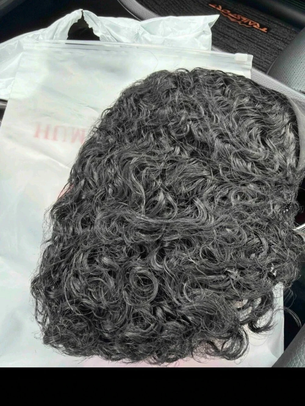 Black Wide Headband Wig Cap with Short Curly Hair